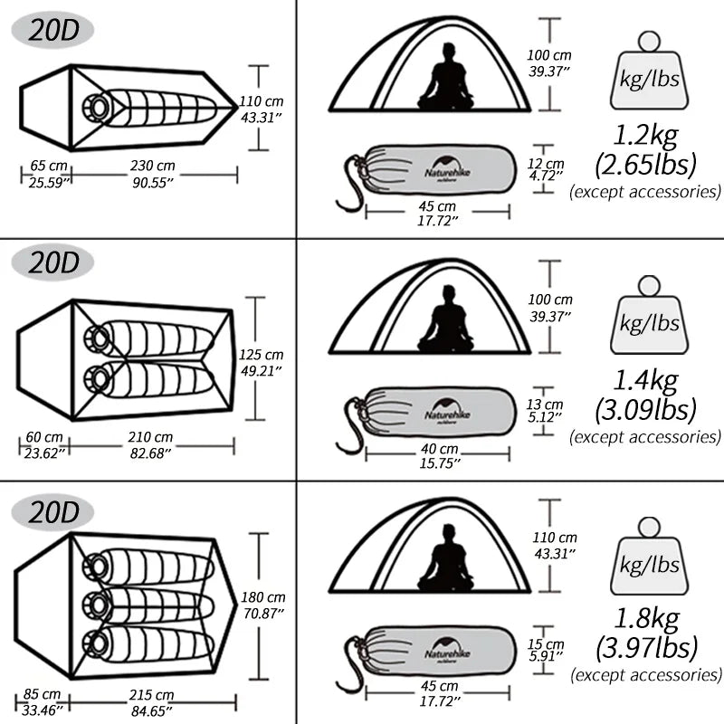 Naturehike Upgraded Cloud Up 2 Ultralight Tent