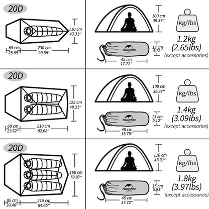 Naturehike Upgraded Cloud Up 2 Ultralight Tent