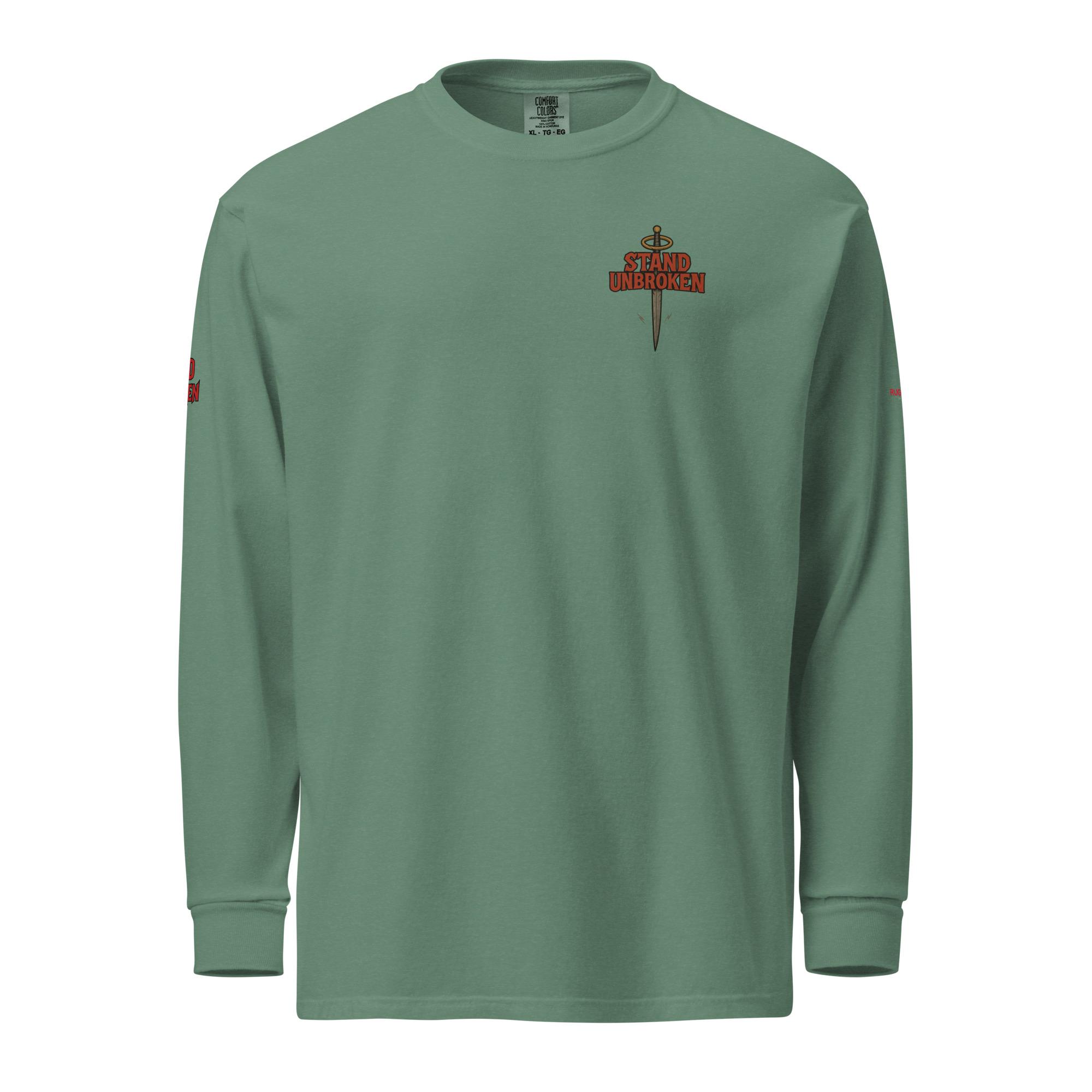 Romans 12:21” Faith Warrior Heavyweight Long-Sleeve Shirt